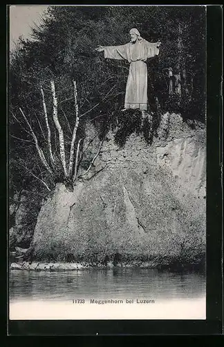 AK Meggen, Meggenhorn, Ufer mit Jesusfigur