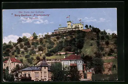 AK Lössnitz, Berg-Gasthaus Friedensburg