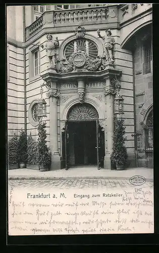 AK Frankfurt a. M., Eingang zum Gasthaus Ratskeller