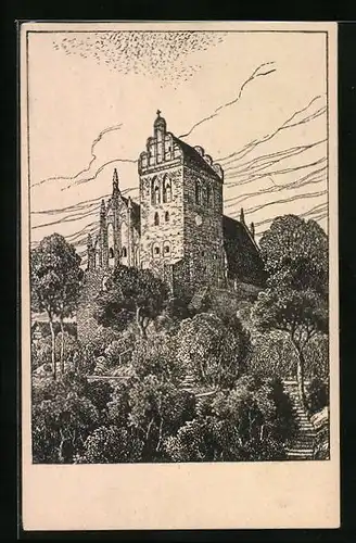 Künstler-AK Deutsch-Eylau, Ansicht der Ordenskirche