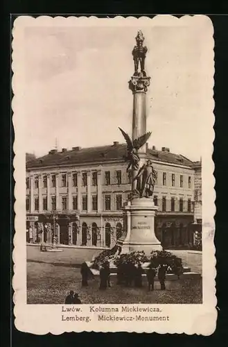 AK Lemberg, Ansicht des Mickiewicz-Monuments