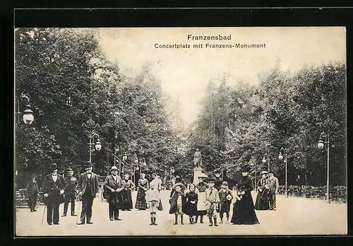 AK Franzensbad, Concertplatz mit Franzens-Monument