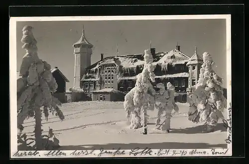 AK St. Joachimsthal /Erzgeb., Keilberghotel im Winter