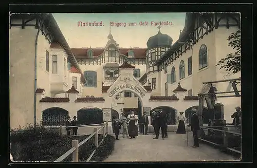 AK Marienbad, Eingang zum Cafe Egerländer