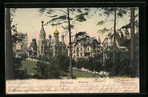 AK Karlsbad, Ortspartie in Westend