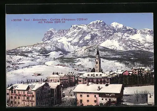 AK Cortina d`Ampezzo, Panorama mit Tofana, Dolomiten