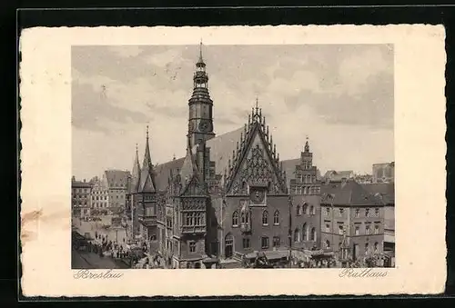 AK Breslau, Rathaus aus der Vogelschau