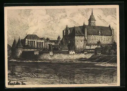 Künstler-AK Marienburg, Schlossansicht