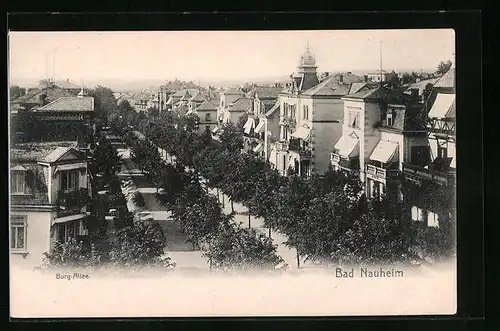 AK Bad Nauheim, Burg-Allee mit Strassenbäumen und Villen