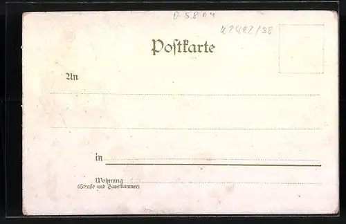 Lithographie Inselsberg, Wald mit Hirschen und Heuberghaus