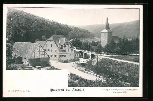 AK Marxzell im Albtal, Teilansicht mit Kirche