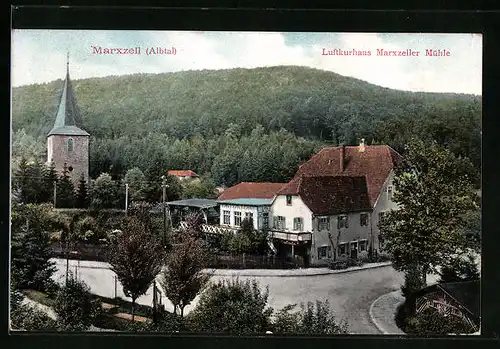 AK Marxzell im Albtal, Luftkurhaus Marxzeller Mühle mit Strasse aus der Vogelschau