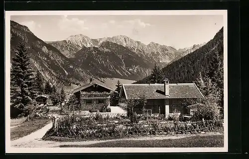 AK Hindelang /Allg., Gasthaus zum Horn mit Gaishorn und Rauhorn