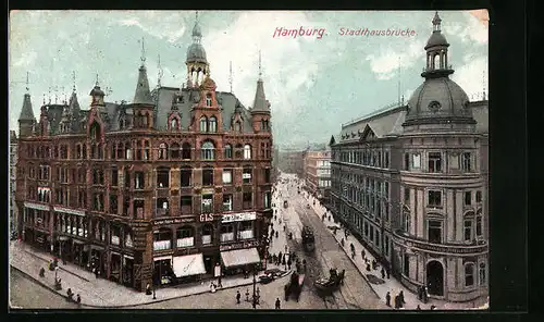 AK Hamburg-Neustadt, Stadthausbrücke aus der Vogelschau