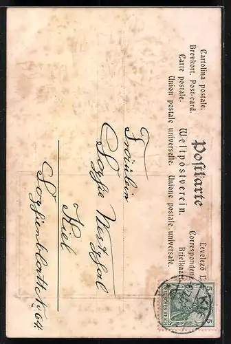 Passepartout-AK Kiel, Marine Akademie mit Flusspartie