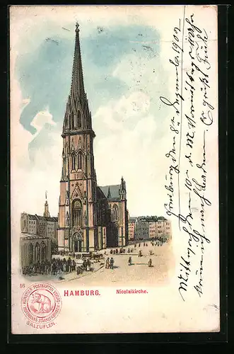 Lithographie Hamburg, Nicolaikirche
