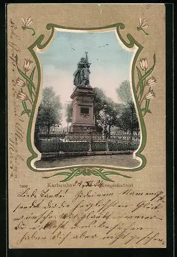 Passepartout-AK Karlsruhe, Kriegerdenkmal