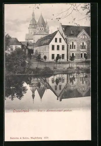 AK Osnabrück, Dom vom Herrenteichwall gesehen