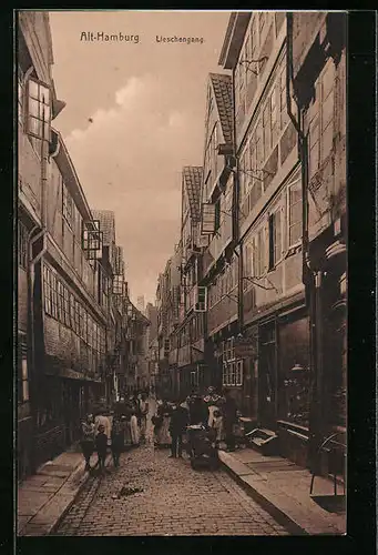 AK Hamburg, Strassenpartie Lieschengang in der Altstadt