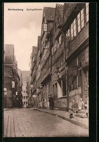 AK Hamburg, Alte Häuser an der Strasse Springeltwiete