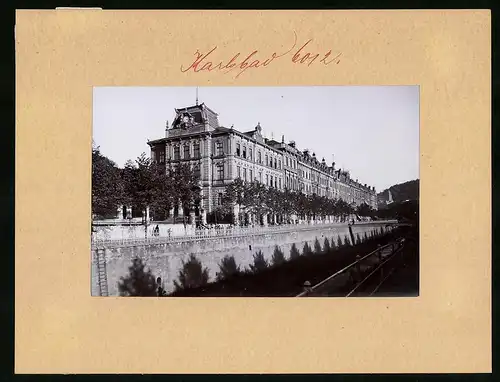 Fotografie Brück & Sohn Meissen, Ansicht Karlsbad, Franz Josef Gymnasium, Schule, Schulhaus