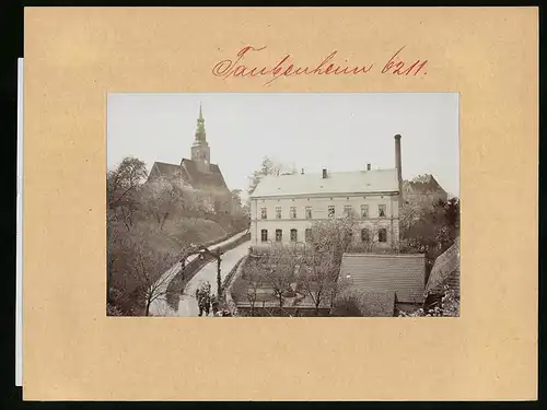 Fotografie Brück & Sohn Meissen, Ansicht Taubenheim, Strasse an der Schule mit Blick zur Kirche