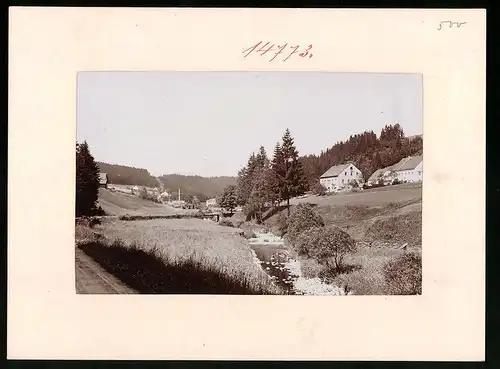 Fotografie Brück & Sohn Meissen, Ansicht Zöblitz i. Erzg., Blick in das Schwarzwassertal mit Sägewerk
