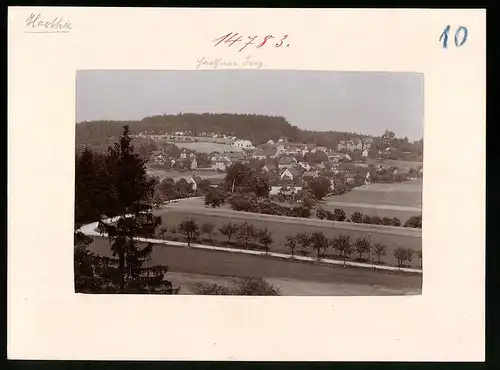 Fotografie Brück & Sohn Meissen, Ansicht Bad Hartha, Panoramaansicht des Ortes mit Harthaberg