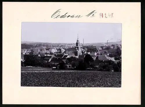 Fotografie Brück & Sohn Meissen, Ansicht Oederan i. Sa., Panoramaansicht der Stadt mit St. Marienkirche