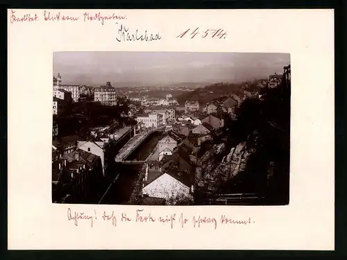 Fotografie Brück & Sohn Meissen, Ansicht Karlsbad, Blick auf die Collonade mit Bankhaus Wiener