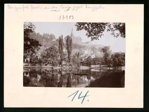 Fotografie Brück & Sohn Meissen, Ansicht Weissenfels a. Saale, Gärten an der Saale mit Schloss und Bergschule