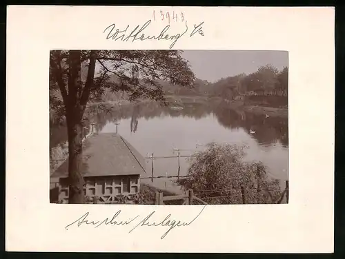Fotografie Brück & Sohn Meissen, Ansicht Wittenberg, Blick auf den Teich in den Anlagen
