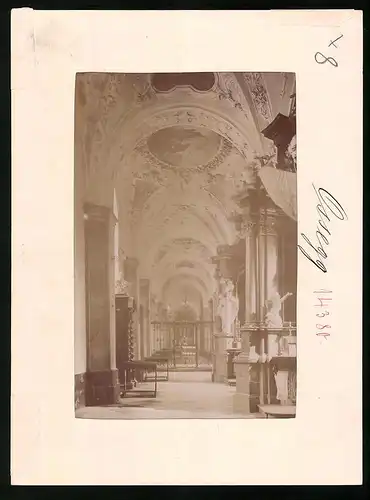 Fotografie Brück & Sohn Meissen, Ansicht Ossegg, Gang mit Blick zum Mutter Gottes Altar in der Stiftskirche