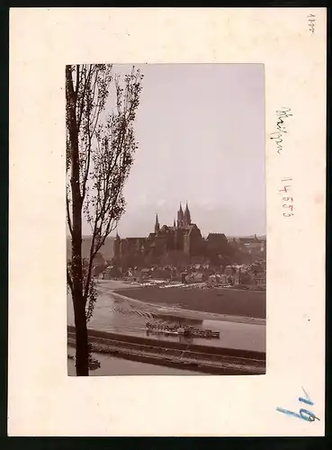 Fotografie Brück & Sohn Meissen, Ansicht Meissen Blick von Proschwitz auf die Stadt mit Raddampfer Wettin