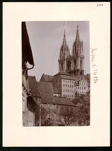 Fotografie Brück & Sohn Meissen, Ansicht Meissen i. Sa., Blick aus der Stadt auf den Schlossberg und die Domtürme