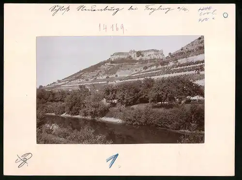 Fotografie Brück & Sohn Meissen, Ansicht Freyburg a. U., Blick auf die Weinberger mit dem Schloss Neuenburg