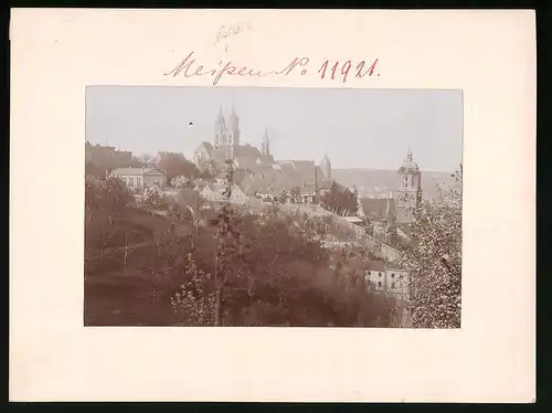 Fotografie Brück & Sohn Meissen, Ansicht Meissen i. Sa., Blick auf die Albrechtsburg und Dom, Turm der Frauenkirche