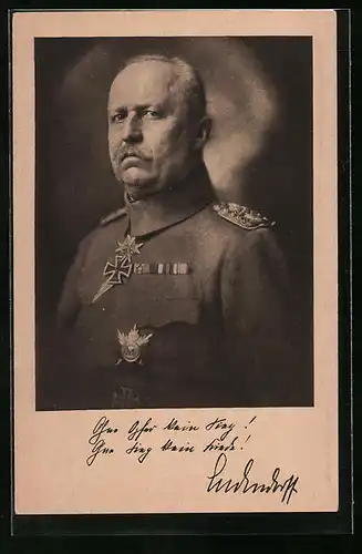 AK Erich Ludendorff in Uniform mit Orden