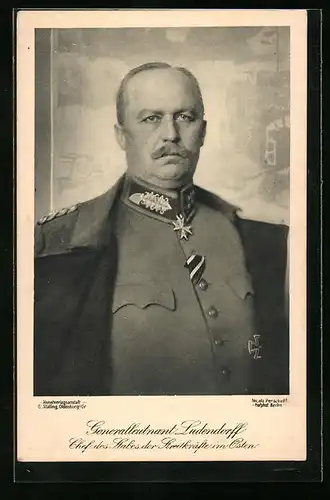 AK Generalleutnant Erich Ludendorff, Chef des Stabes der Streitkräfte im Osten