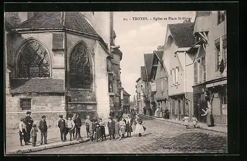 AK Troyes, Eglise et Place St-Nizier