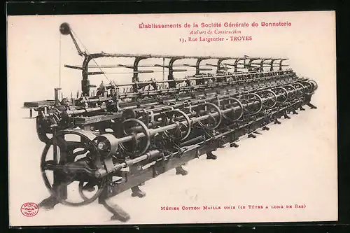 AK Troyes, Etablissements de la Societe Generale de Bonneterie, Metier Cotton Maille Unik