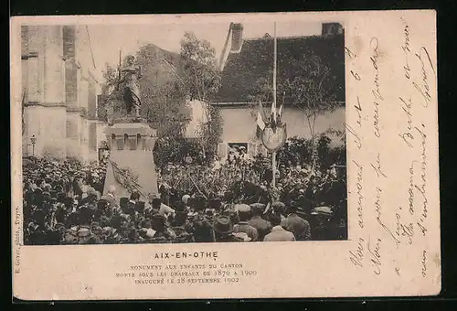 AK Aix-En-Othe, Monument Aux Enfants Du Canton