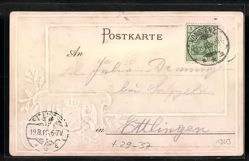 Passepartout-Lithographie Konstanz, Husenstein, Wappen