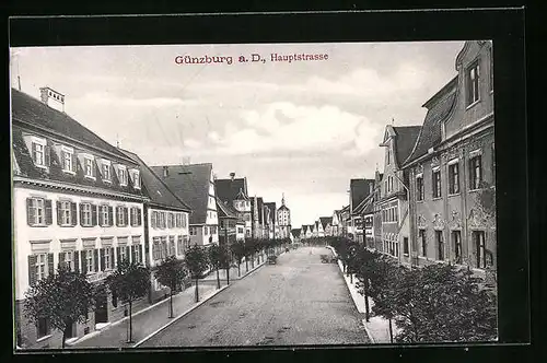 AK Günzburg a. D., Hauptstrasse mit Bäumen