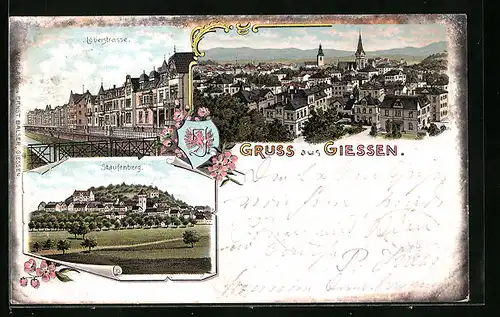 Lithographie Giessen, Teilansicht, Staufenberg, Löberstrasse