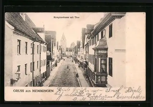 AK Memmingen, Kempterstrasse mit Thor