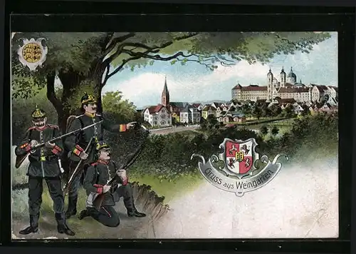 AK Weingarten, Soldaten vor den Toren der Stadt
