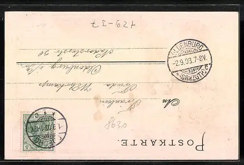 Passepartout-Lithographie Coburg, Burg mit Mauer und Turm