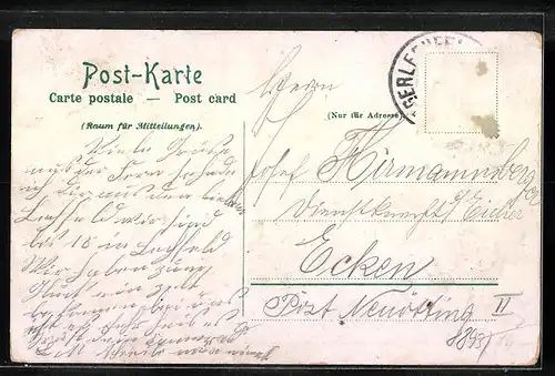 Lithographie Lager Lechfeld, Totalansicht, marschierendes Heer