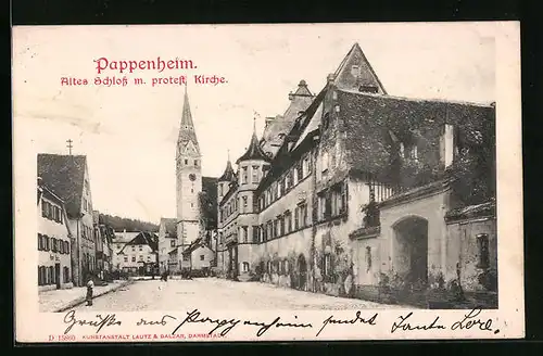 AK Pappenheim, Altes Schloss mit protestantischer Kirche